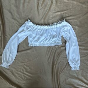 White Puffy Cropped Blouse